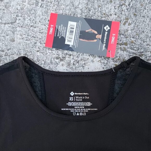 Members Mark Women Tank Top Work it Out Black Sport Top Shirt Size XS - Picture 5 of 10